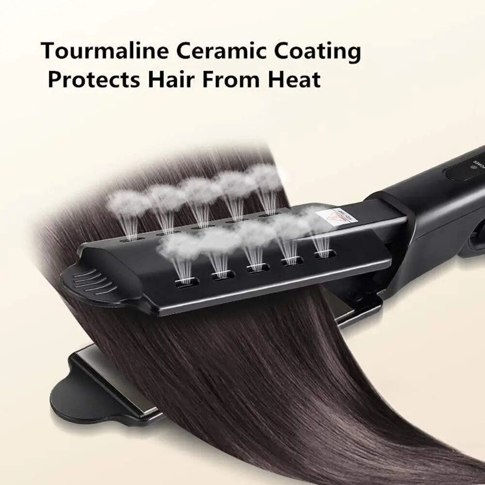 Hair Straightener Four-Gear Temperature Adjustment Ceramic Tourmaline Flat Iron Women Hair Straightener Widen Panel Hair Curler - Accessory Monk