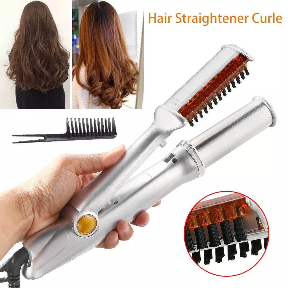 2 In 1 Rotating Hair Curler & Straightener Brush - Accessory Monk