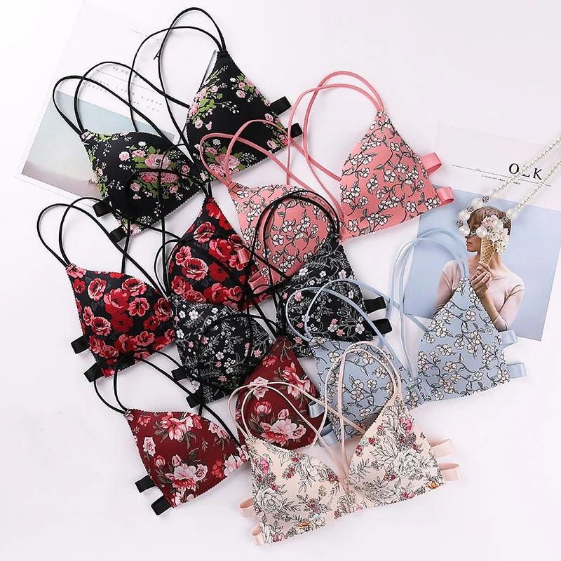 Floral Front Buckle Wireless Bras - Accessory Monk