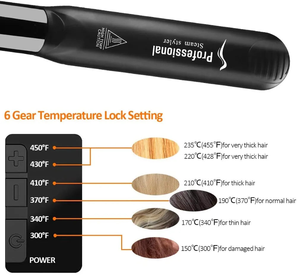 Professional 6 Gear Temperature Hair Curler & Straightener - Accessory Monk