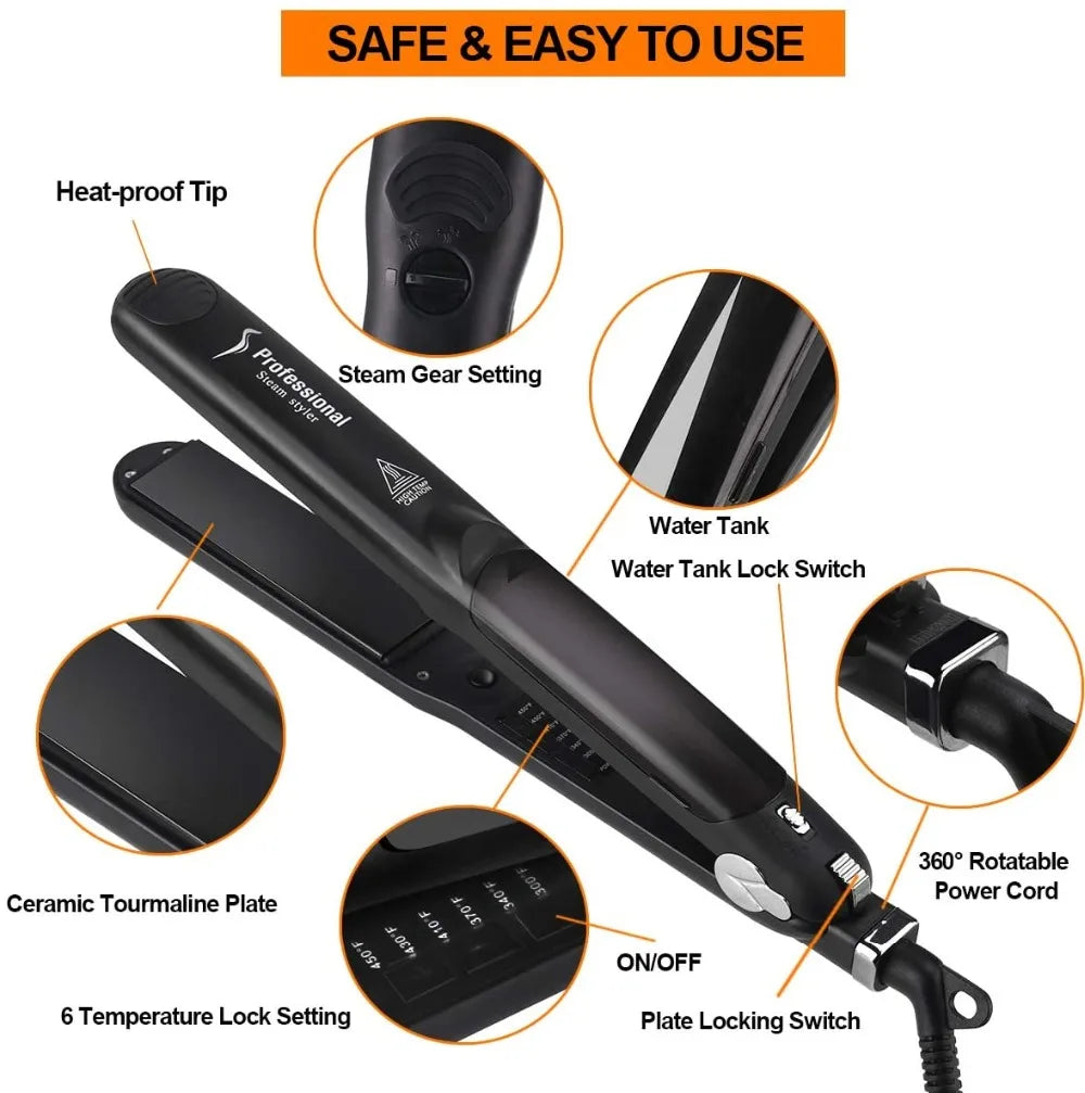 Professional 6 Gear Temperature Hair Curler & Straightener - Accessory Monk