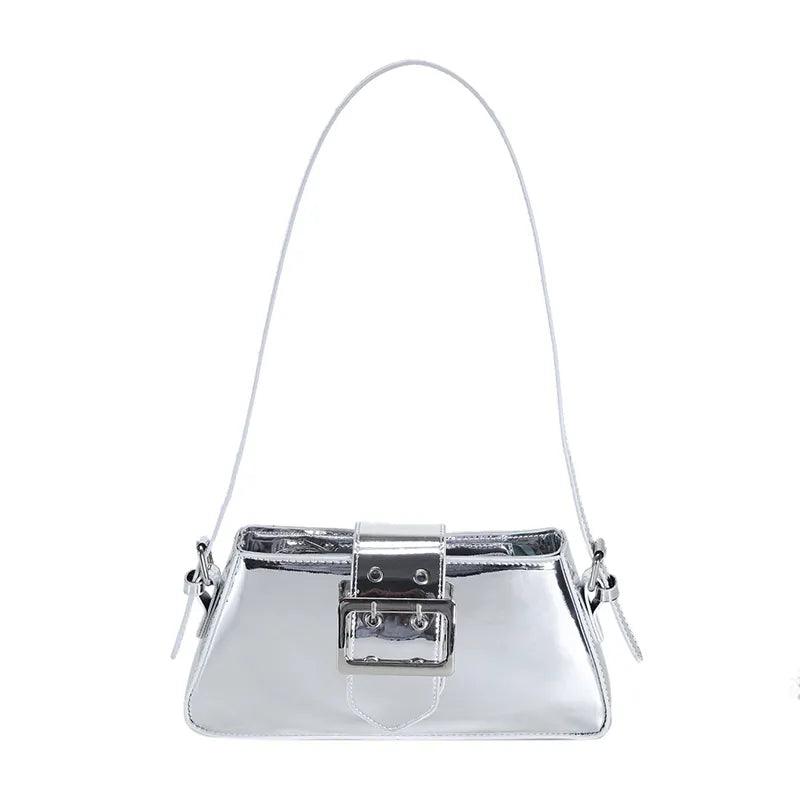 Glossy PU Leather Shoulder Bag - Accessory Monk