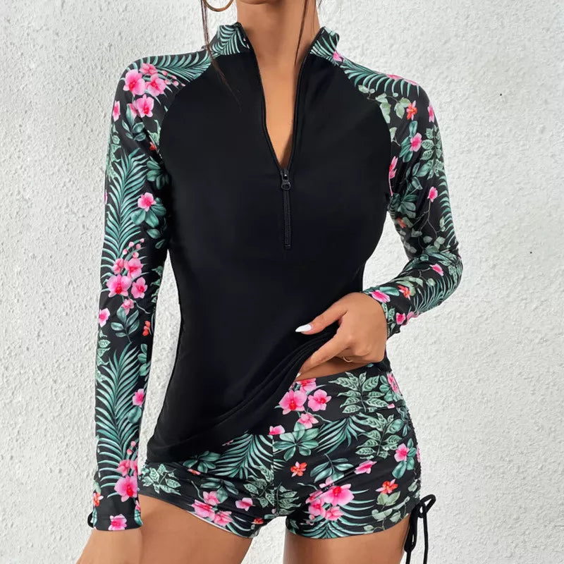 Ladies Long Sleeves Sports Swimming Suit - Accessory Monk