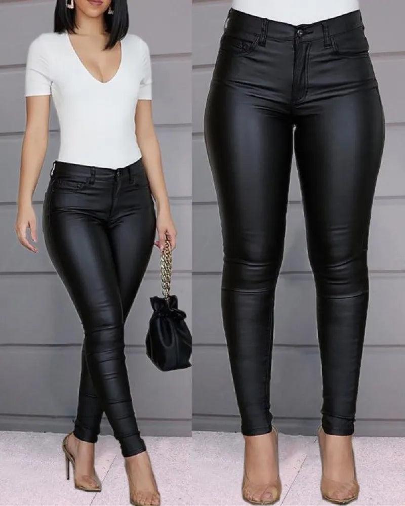 Women PU Leather Bodycon Trousers - Accessory Monk