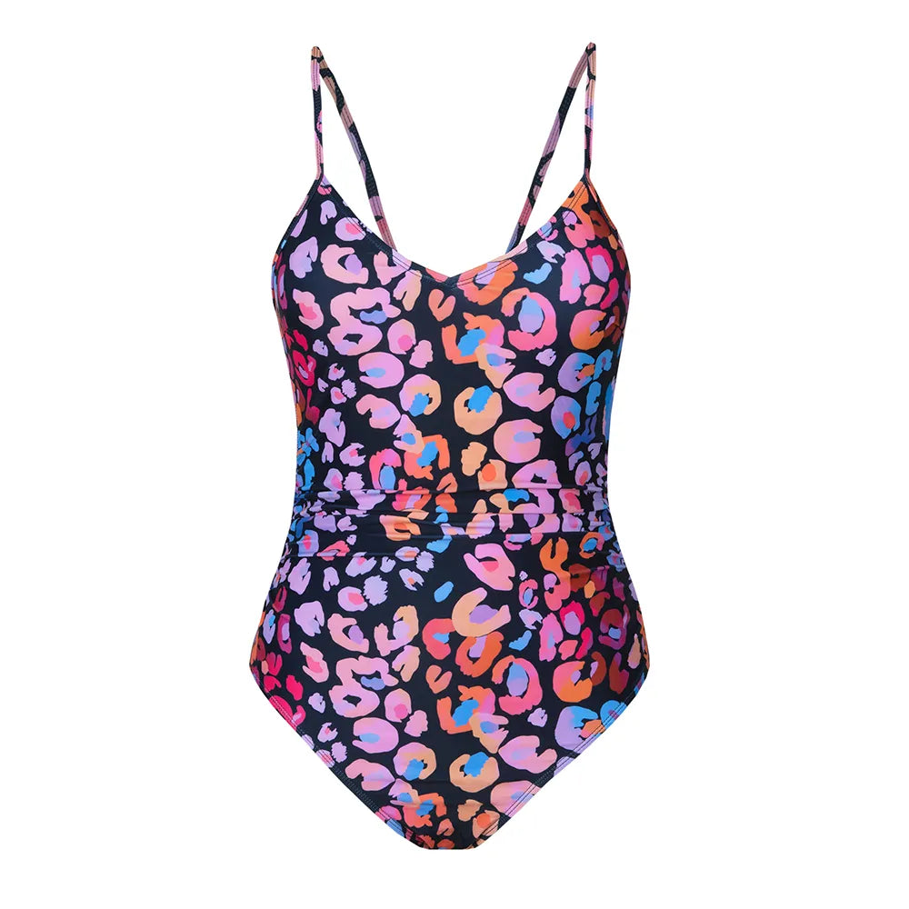 Leopard Print O-Ring One-Piece Swimsuit - Accessory Monk