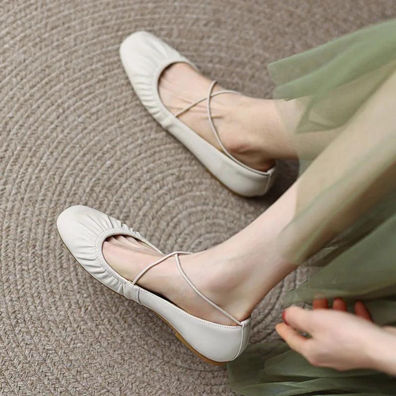 Women's Elastic Band Flat Shoes - Accessory Monk