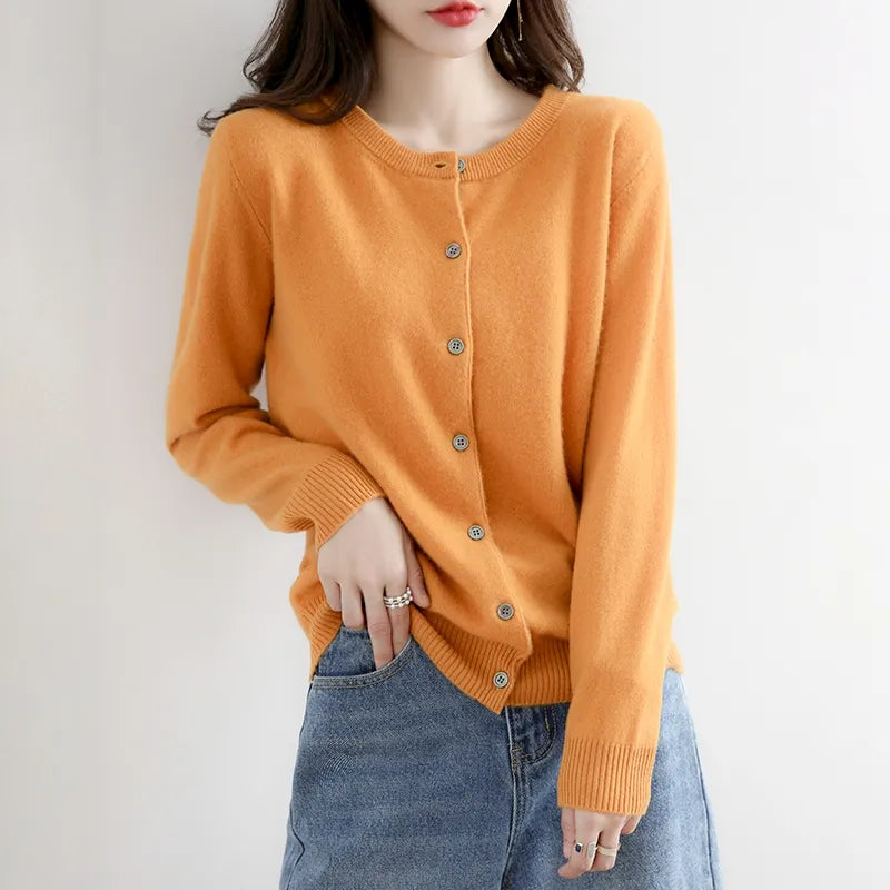 Women O-neck Knitted Cashmere Cardigans - Accessory Monk