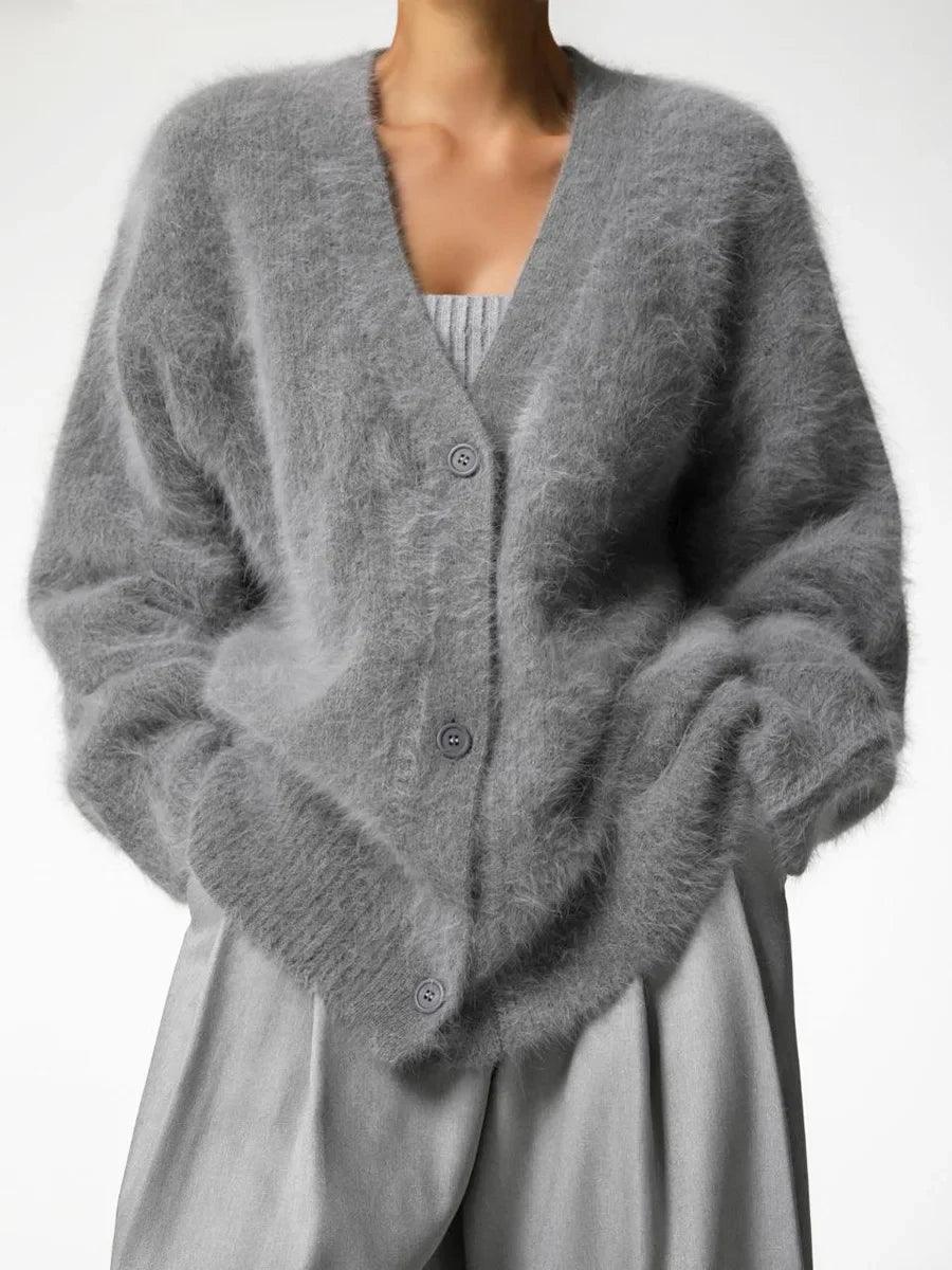 Soft V-neck Thick Knitted Cardigan - Accessory Monk