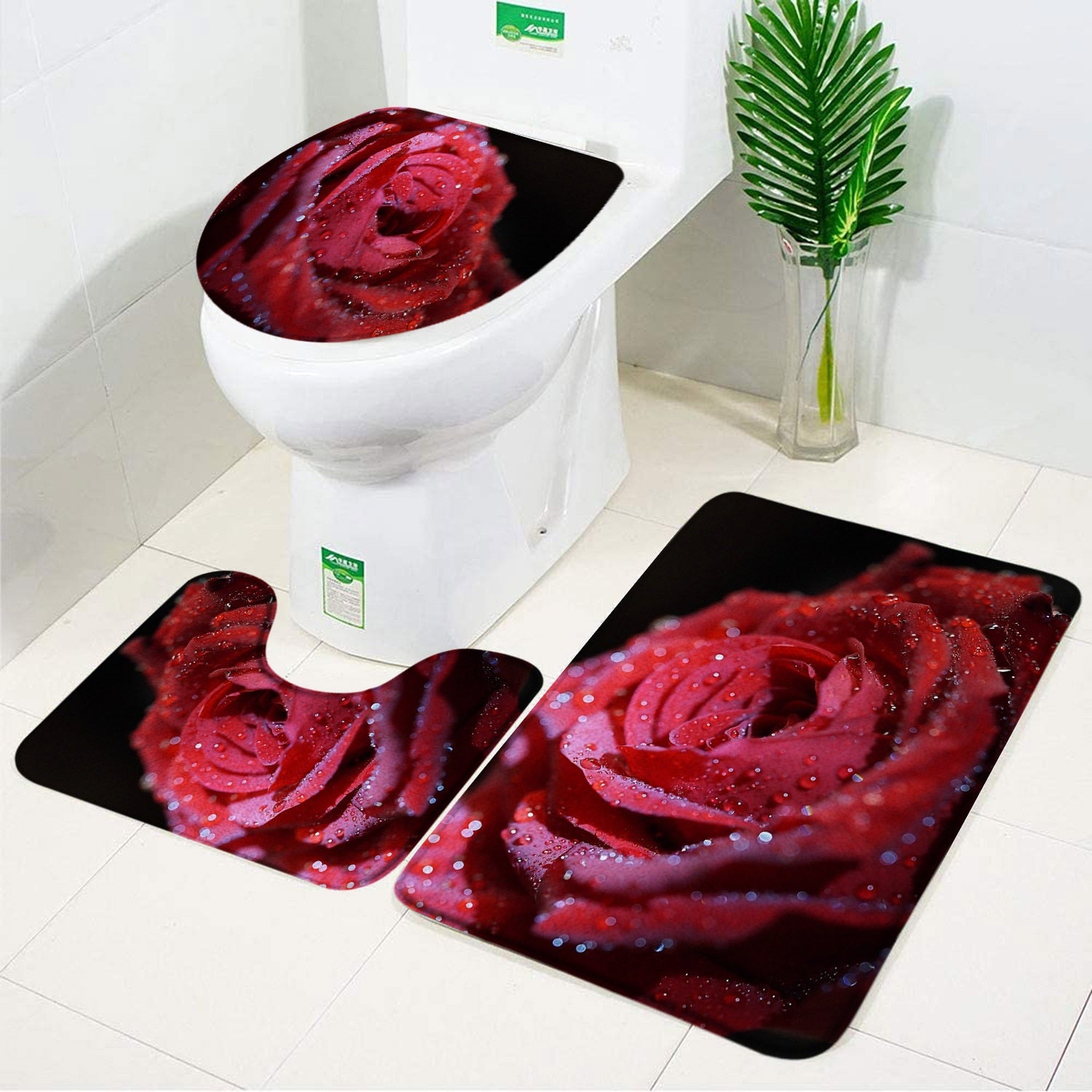 New Red Bath Mat Set - Accessory Monk