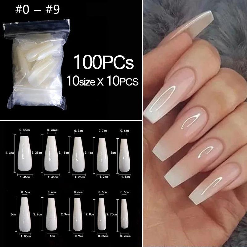 100/500pcs Natural Fake Nails - Accessory Monk