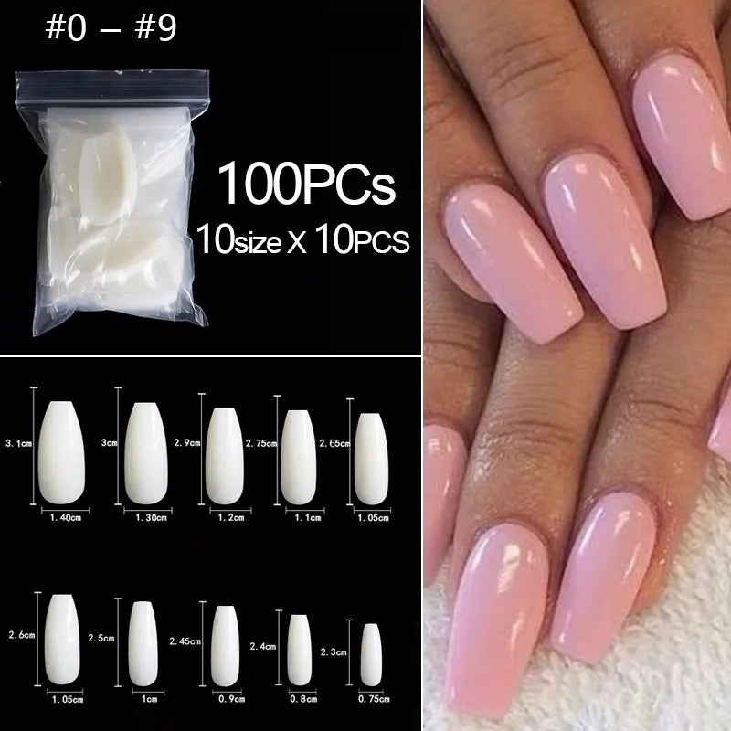 100/500pcs Natural Fake Nails - Accessory Monk