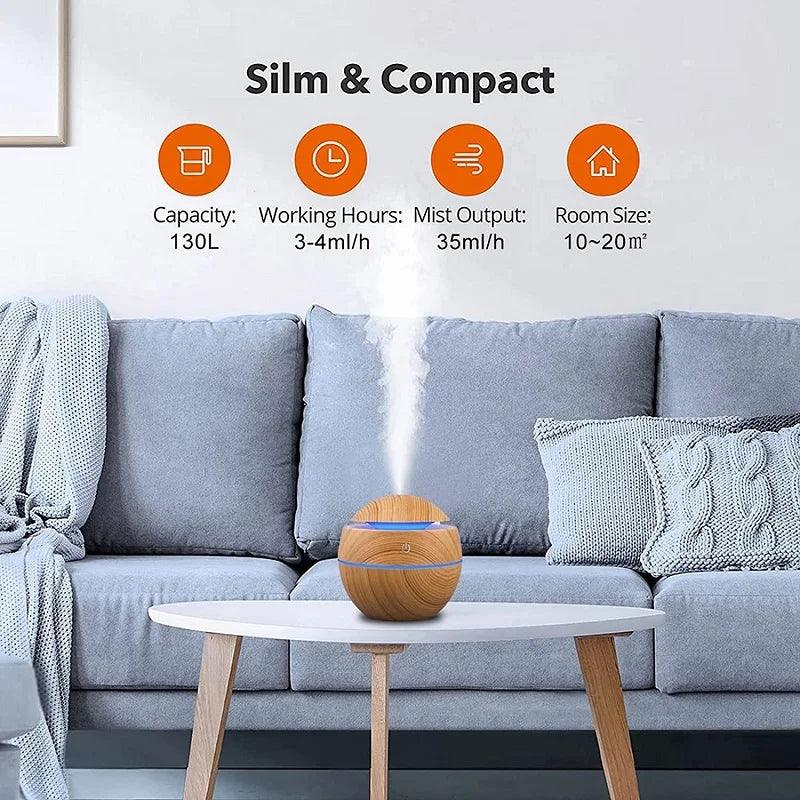 Aroma Diffuser Wood Ultrasonic 130ML Air Humidifier - Accessory Monk