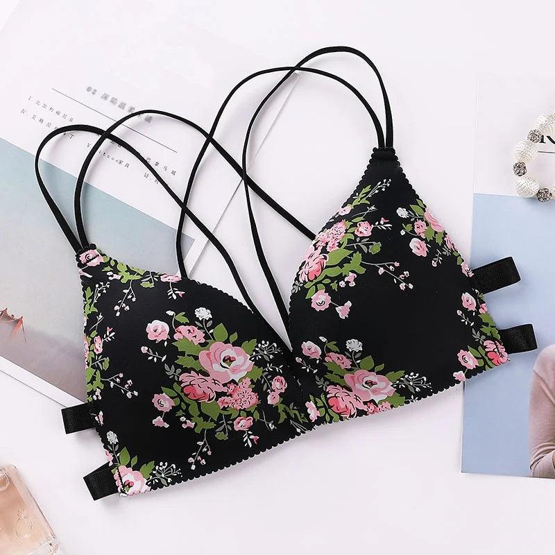 Floral Front Buckle Wireless Bras - Accessory Monk