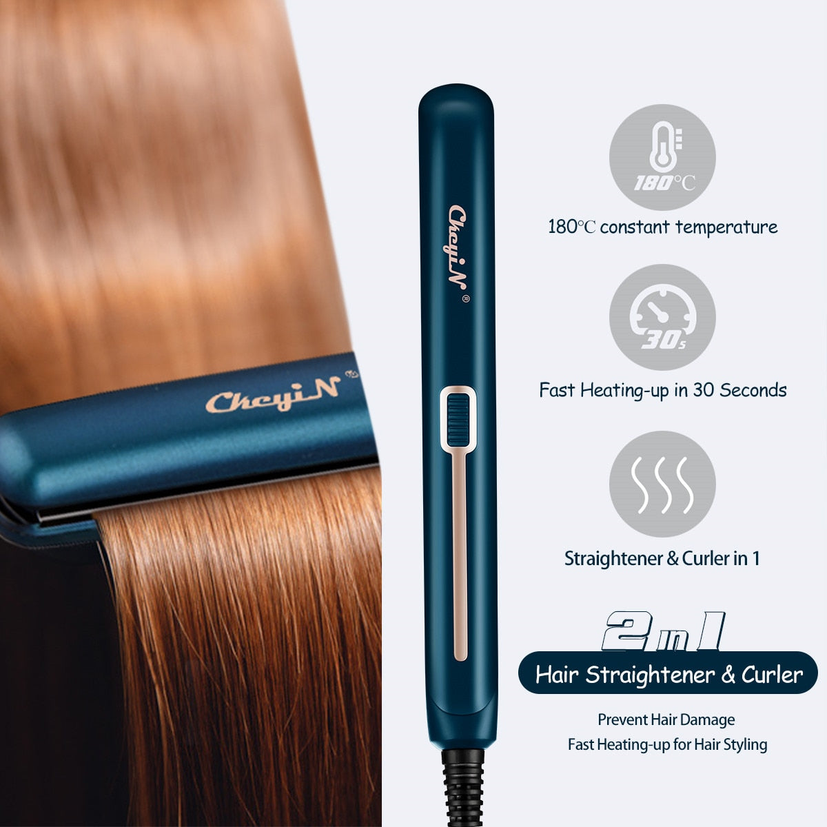 20mm Professional 2 in 1 Hair Straightener - Accessory Monk