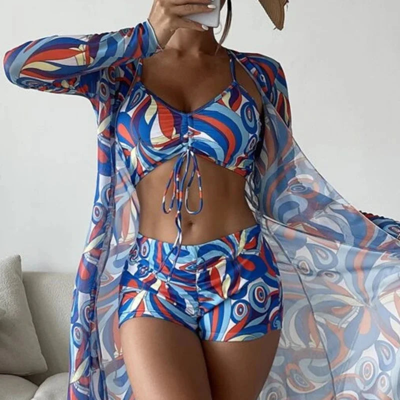 Ladies Printed 3pcs Swimsuits - Accessory Monk