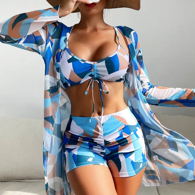 Ladies Printed 3pcs Swimsuits - Accessory Monk