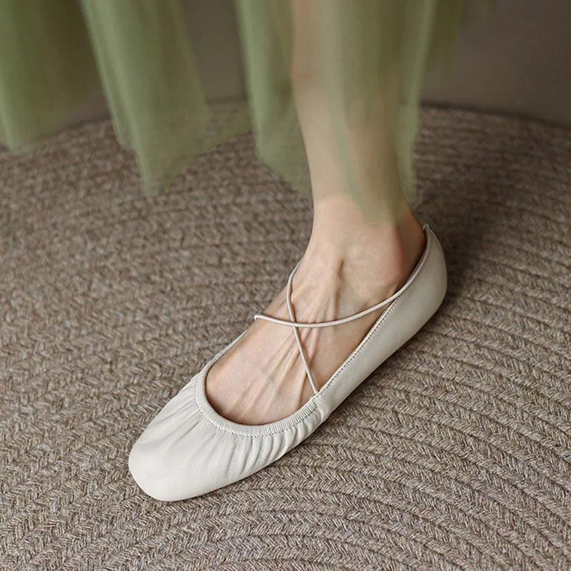 Women's Elastic Band Flat Shoes - Accessory Monk