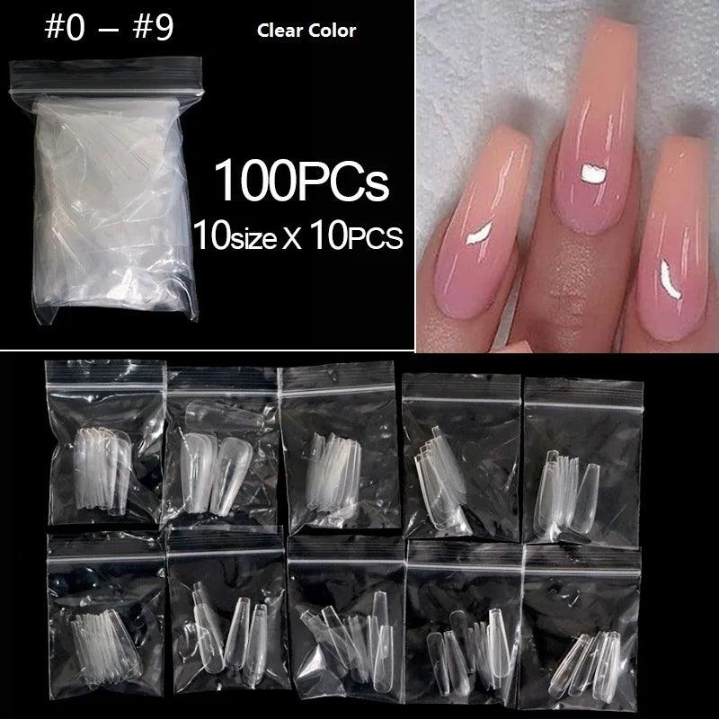 100/500pcs Natural Fake Nails - Accessory Monk