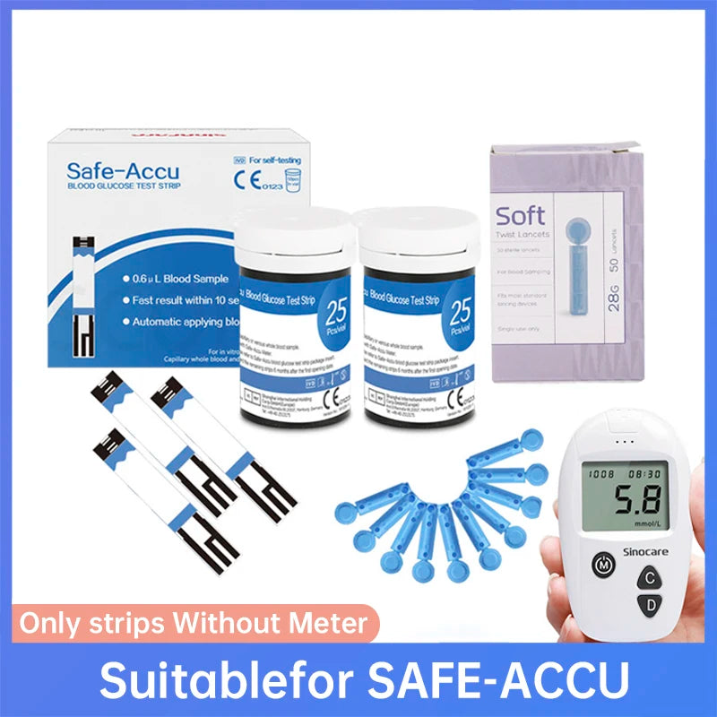 Safe-Accu Blood Glucose Meter Test Strip with Lancet - Accessory Monk