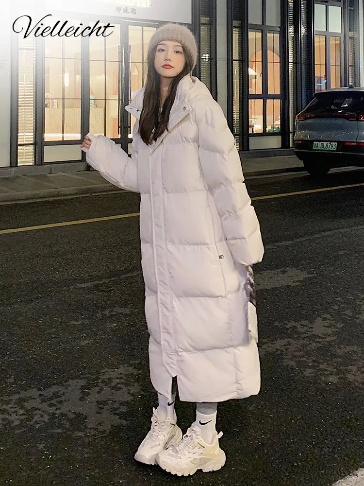 Solid Color Long Straight Winter Coat - Accessory Monk