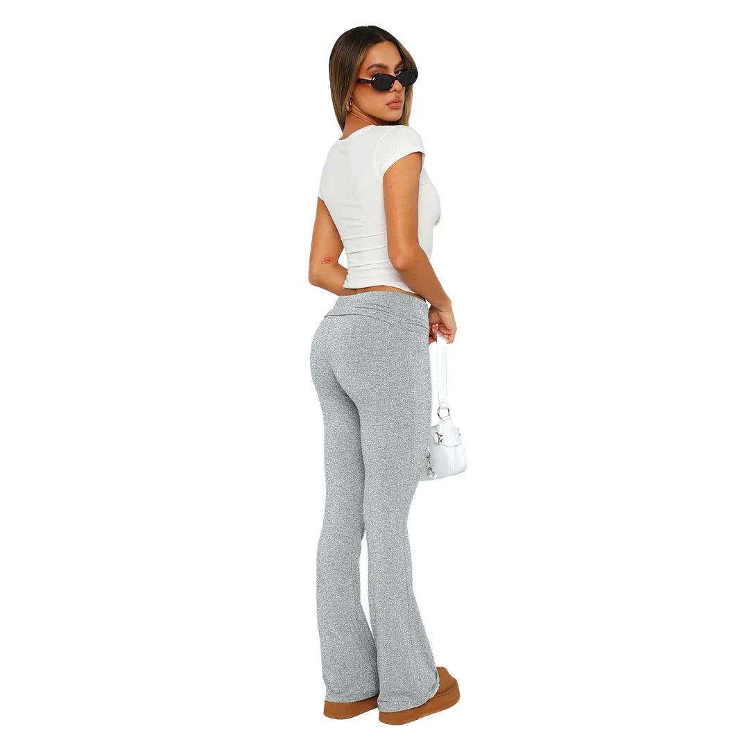 Solid Slim Fitting High Waisted Flare Pants - Accessory Monk