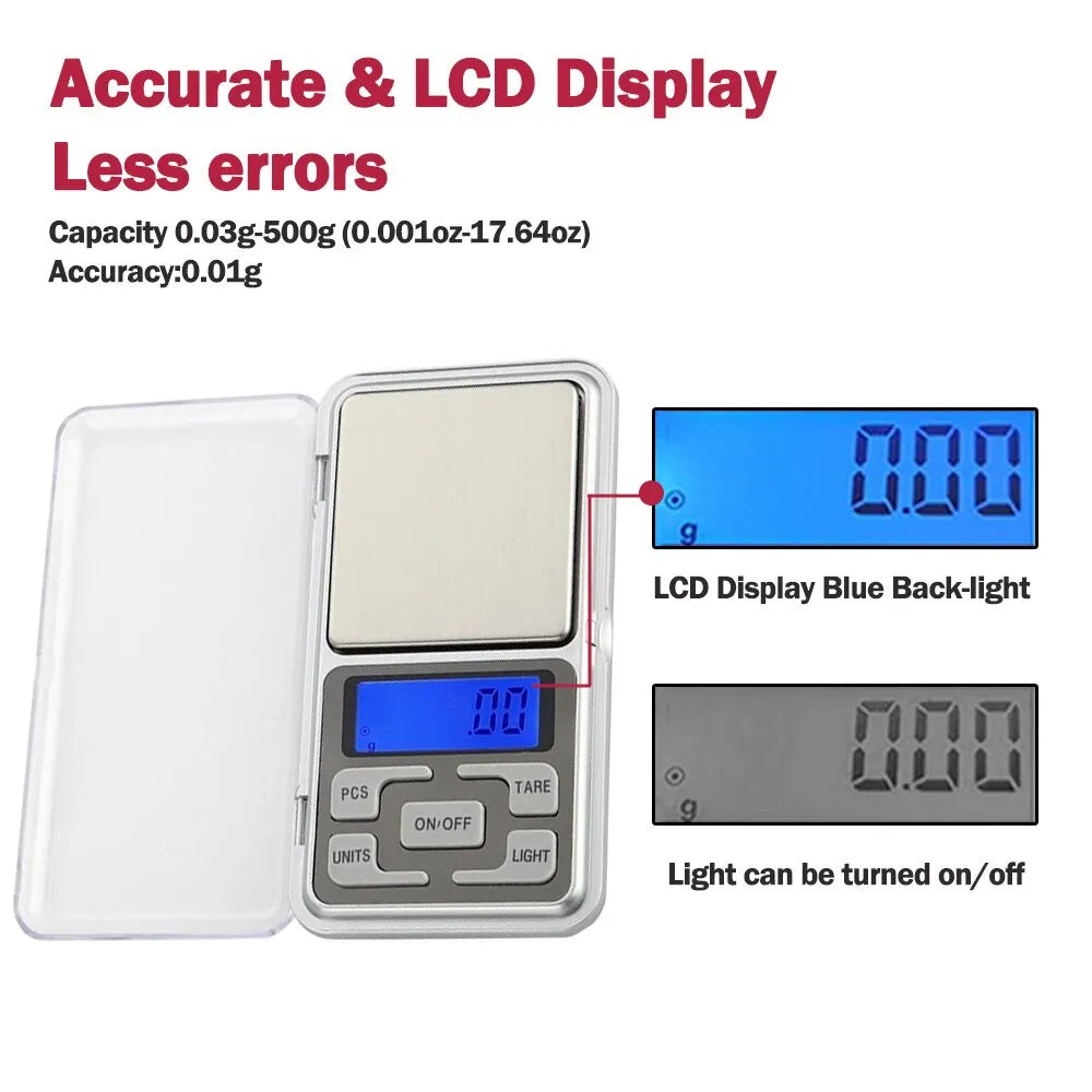 0.01g/500g Mini Electronic High Precision Scales - Accessory Monk