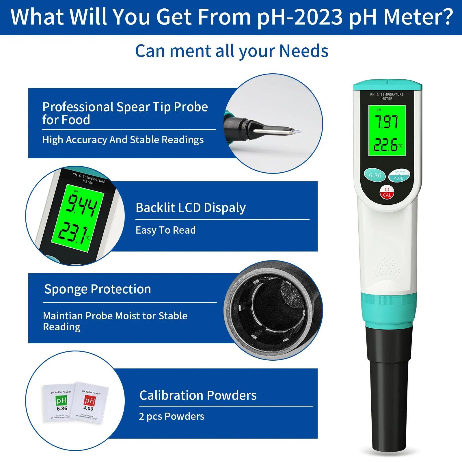 Professional 0.00~14.00pH Temp Food PH Meter - Accessory Monk