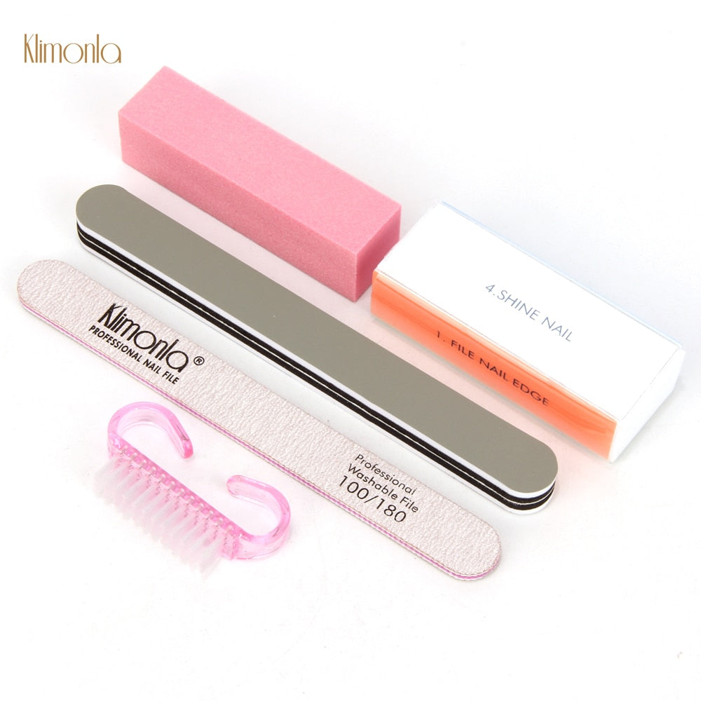 5Pcs Nail File, Clean Brush, Nail Sanding, Buffing Block and Cleaning Brush Set - Accessory Monk